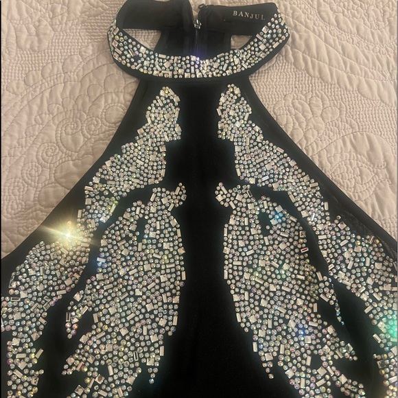 BLACK RHINESTONE SHEER MESH SLEEVELESS ROMPER Hot Miami Styles - Picture 6 of 9